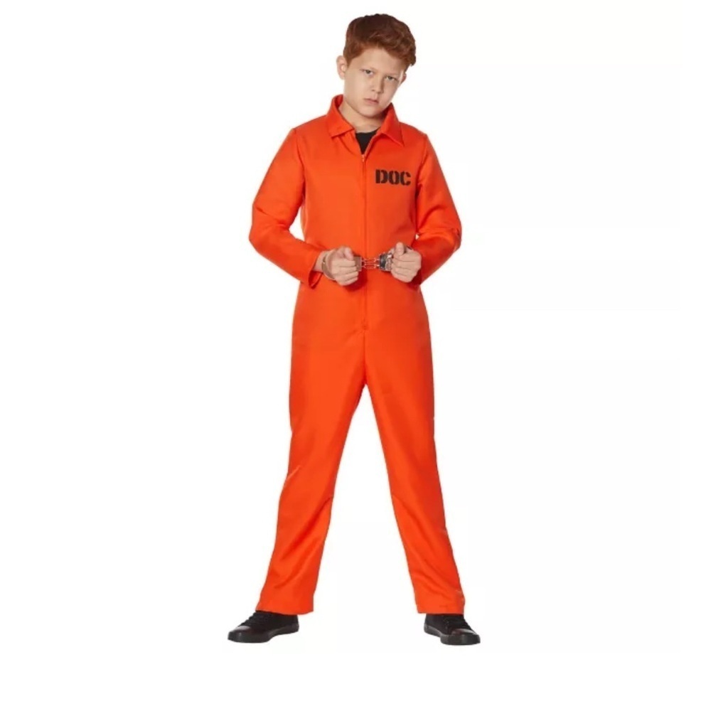Spirit Halloween Kids Escaped Convict Costume Size Teen (XL 14-16)